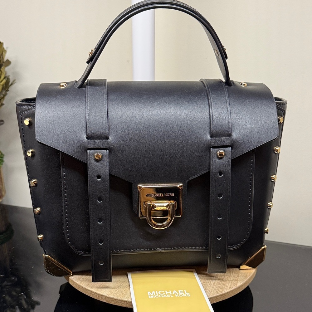 Michael Kors Black Satchel with Gold Accents